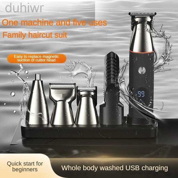 Barbeadores elétricos aparador de cabelo display digital multi-função seis-em-um cabeleireiro clipper nariz barbear sobrancelha aparamento carregamento duplo 2442