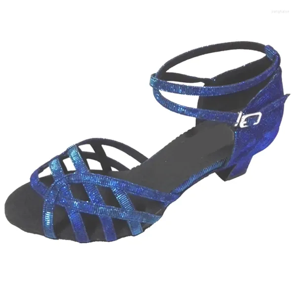 Scarpe da ballo Elisha Donna Ragazza Salsa latina Ballo da sala Party Sandali con punta aperta Tacco personalizzato Blu reale