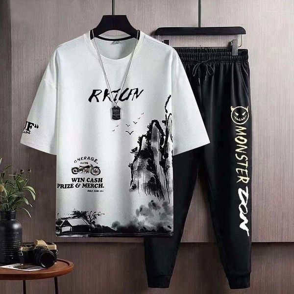 Herren-Trainingsanzüge, Oberteil, normale Passform, Hosen-Sets, Jogginghose, Kleidung, Alphabet-Sportanzüge, grauer Trainingsanzug, grafisches T-Shirt, Herren-Sweatshirt, stilvoll