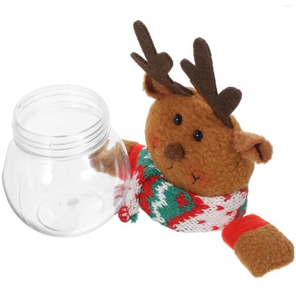 Garrafas de armazenamento papai noel boneco de neve cesta de doces decorações de mesa de natal brinquedo jar presentes plástico claro criativo