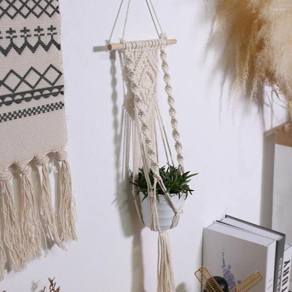 Tapeçarias Handmade Macrame Tapeçaria Vaso Net Vintage Cesta Pendurada Planta Cabides Cordão de Algodão Potenciômetro Corda Jardim Varanda Decoração