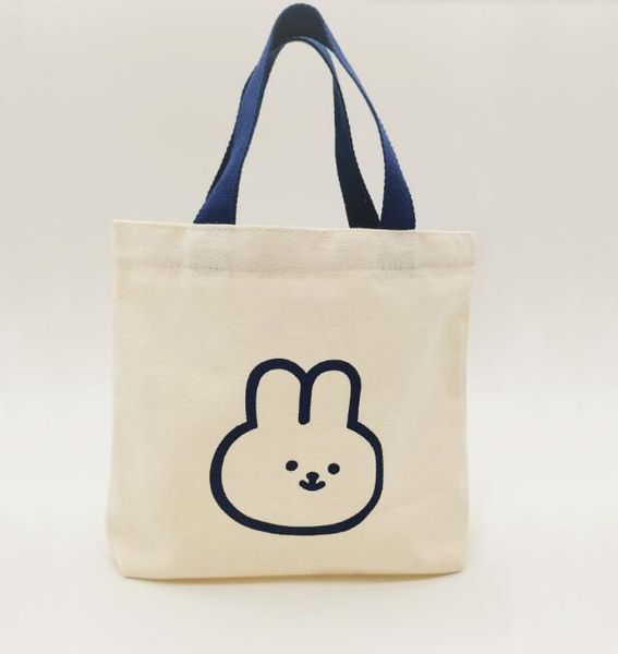 Sevimli tavşan desen tuval mevcut çanta karikatür moda su geçirmez tuval malzemeleri torbalar çocuk hediye çantaları torbası