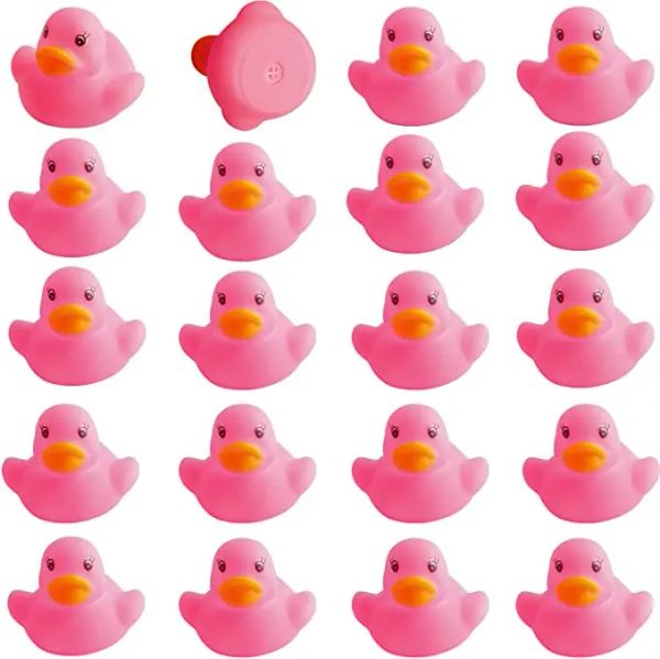 20pcs Gummi -Ente Baby Bad Spielzeug rosa Gummi Enten Schwimmer Squeak Duckies Geschenk für Baby Kleinkind Säuglingsschuhe Schwimmbad Party