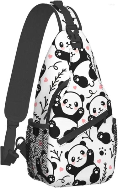 Zaino simpatico cartone animato panda borsa a tracolla per donna uomo borse a tracolla a tracolla con animali escursionismo da viaggio casual sul petto