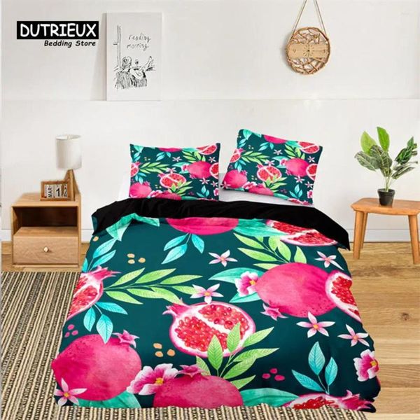 Set di biancheria da letto Set di frutta chic carino per bambini Ragazze Ragazzi Room Decor Ananas tropicale Ciliegia Melograno Stampa Copripiumino Federe