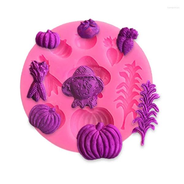 Moldes de cozimento Halloween DIY Abóbora Tomate Milho Molde Silicone Flip Ferramenta de Açúcar Chocolate Doce Gum Kit de Cozinha Macia