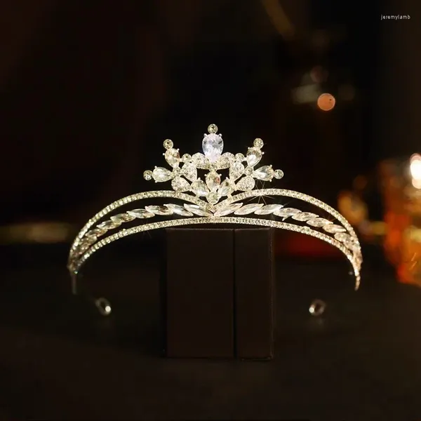 Haarclips Mini Crown Hochzeit Accessoire Frauen Kopfbedeckung Brautkopfschmuck Verlobungsstirnbänder Wassertropfen Form Kristallkronen An085