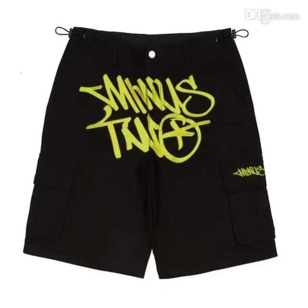 Shorts masculinos menos 2 cargo harajuku casual punk rock punk rock reto perna larga calça de rua curta minustwo cargo calça de tendência de calça de tendência UE Size s ki0l