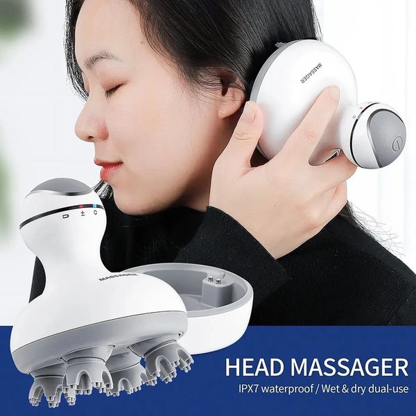 3D Smart Kopfhaut Kopfmassagel -Vibration Entspannung Schulter Bein Hals Tiefes Gewebe -Kneten Massage Roller für Haarwachstum 240423