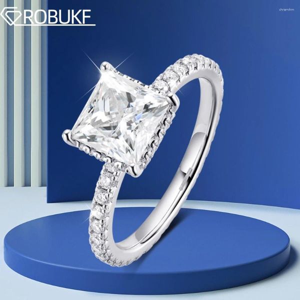 Küme Yüzükleri 2.6CTTW Prenses Kadınlar İçin Tüm Moissanit Kesme D Color Lab Diamond S925 Sterling Şeritli Düğün Band Gra Sertifikalı