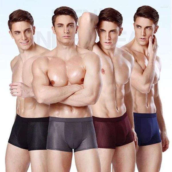 Unterhosen Männer Boxer Shorts Unterwäsche Schwarz LCE Seide Hohe Stretch Sport Atmungsaktive Mode Bambus Für