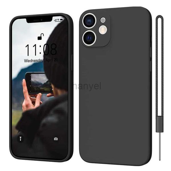 Чехлы для мобильных телефонов, чехол для iPhone 15, 14, 13, 12, 11 Pro Max Mini X Xs XR, силиконовый чехол с 1 ремешком, защитная задняя панель, устойчивая к царапинам, 2442