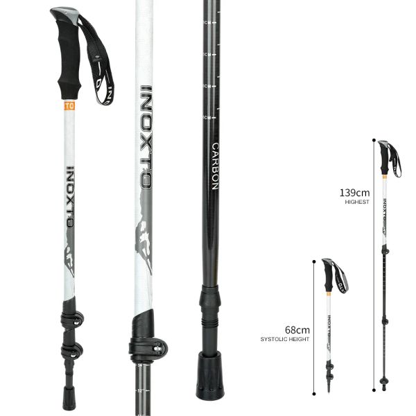 Трекинговые палки INOXTO, 1 шт., складные телескопические палки из углеродного волокна, легкие прогулочные палки, альпинистская палка