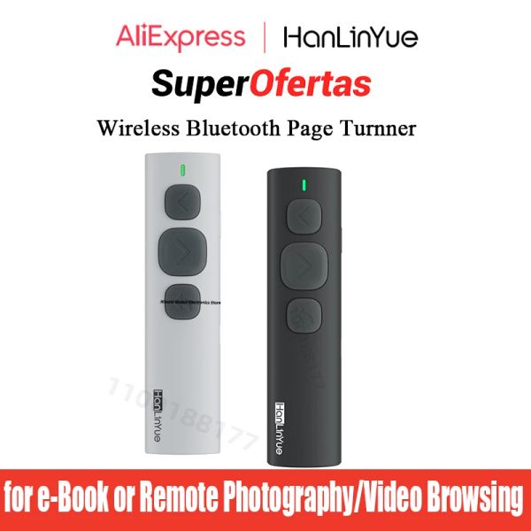 Controle Hanlinyue Bluetooth Página Turner para leitor de e -book Supports Android/iOS Smartphone Swipe Videos curtos/Take Photos