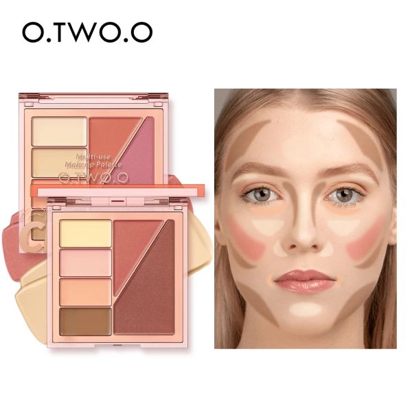 Imposta O.two.o Palette di correttori 5 in 1 Blush Contouring Ombretto Tavolozza di rossetti Impermeabile a lunga durata Texture cremosa Trucco per il viso