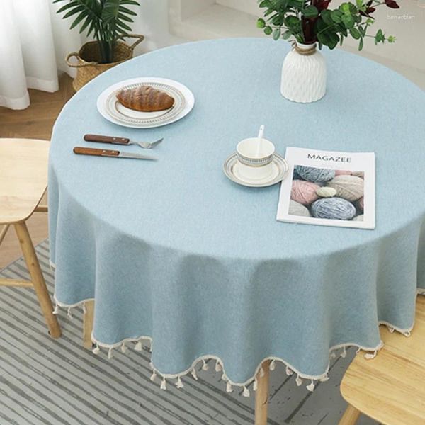 Toalha de mesa moderna simples, cor sólida, redonda, à prova d'água, resistente a óleo, suja, férias, casa, festa, casamento