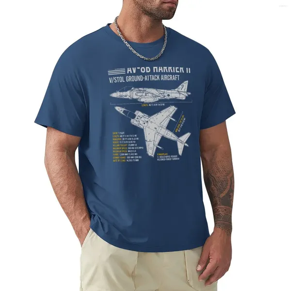 Herren T-Shirts Av-8B Harrier Ii US-Flugzeug Flugzeug USAF Flugzeug Blaupause T-Shirt Ästhetische Kleidung Lustig für Männer