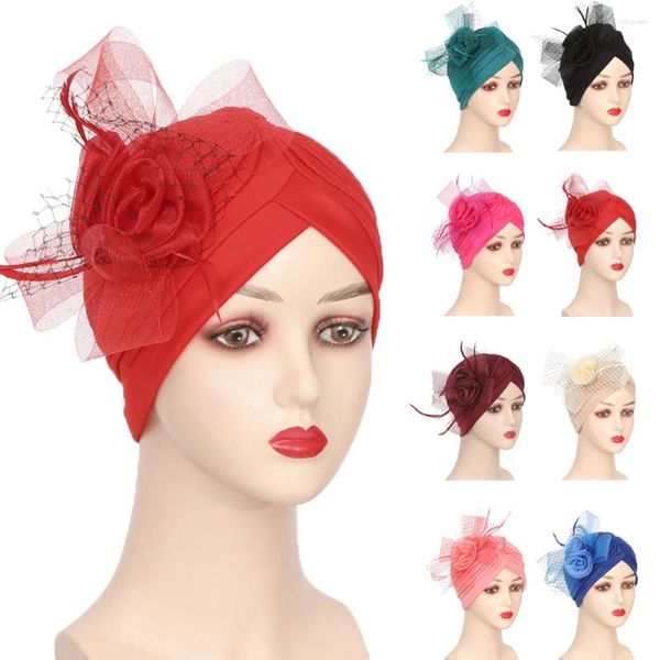 Ethnische Kleidung Afrikanische Frauen Auto Gele Headtie Große Blume Turban Chemo Cap Muslim Hijab Motorhaube Haarausfall Kopftuch Hochzeit Kopfwickel Schal