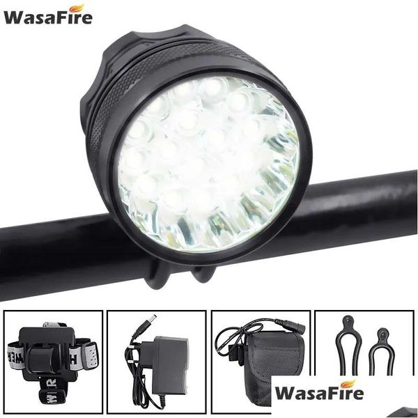 Luzes de bicicleta Wasafire 40000Lm Luz 16X XML T6 LED Bicicleta Frente MTB Ao Ar Livre Noite Ciclismo Lâmpada Adicionar Bateria Recarregável Drop Deli Dhn1Q