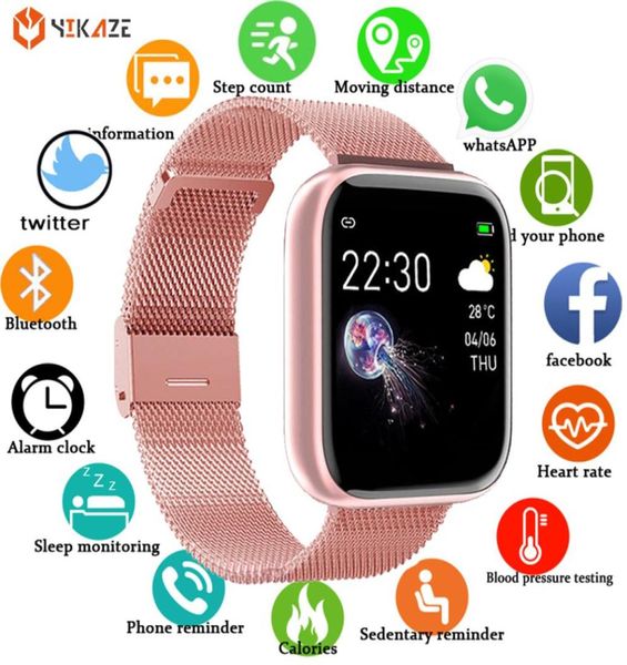 2021 Akıllı İzle Erkek Kadınlar Kan Basıncı Kalp Hızı Fitness Tracker Su Geçirmez Spor Akıllı Saat Saati iPhone Android IOS4991084