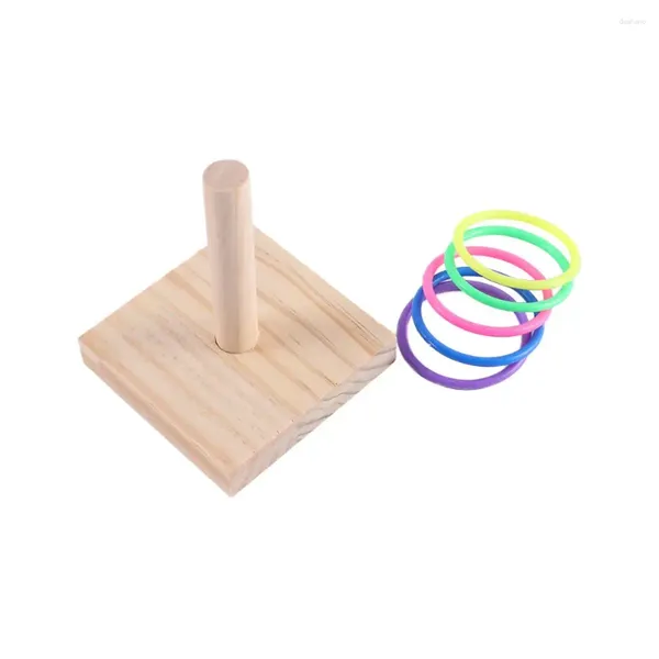 Altre forniture per uccelli Trucchi Attività Addestramento del QI Foraing Legno impilabile Anello colorato Giocattoli Piattaforma per pappagalli Parco giochi per giocattoli da masticare