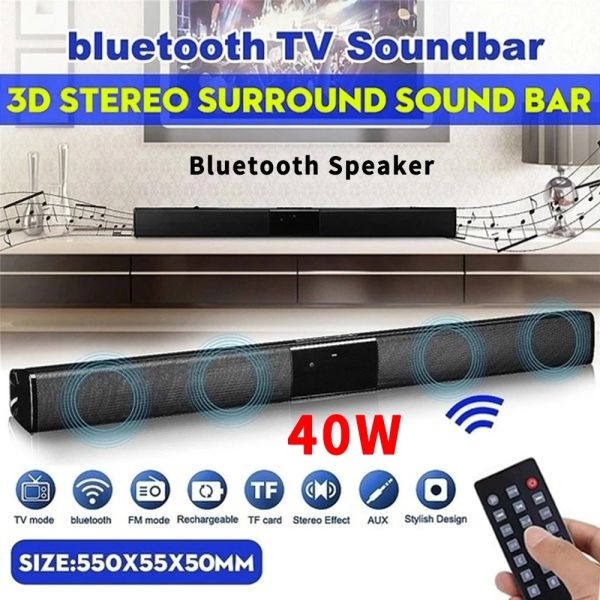 Lautsprecher Soundbar TV tragbarer Bluetooth Compatible Lautsprecher Sound Bar Wireless Column Music Home Theater Soundsystem RCA Aux für TV -PC