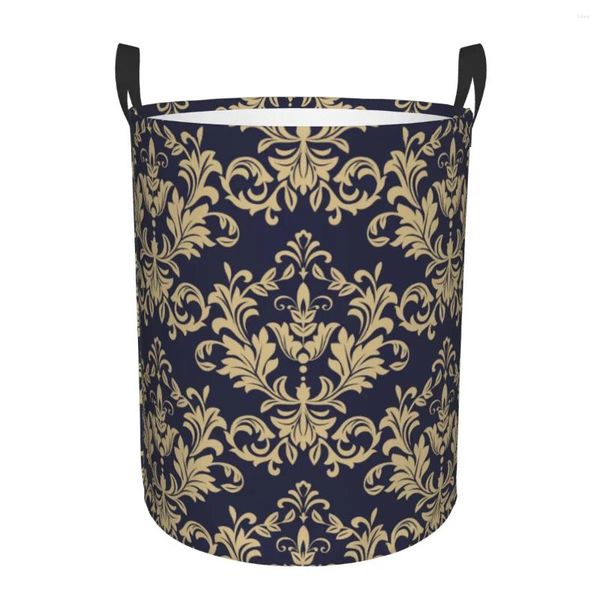 Sacos de lavanderia dobrável cesta barroco damasco roupas sujas brinquedos balde de armazenamento guarda-roupa organizador cesto