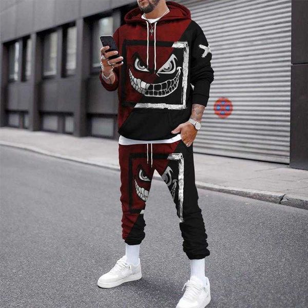 MBCK Mens Tracksuits Mens Tracksuit 3D Impresso Hoodies Terno Corredores Casual Sweatpants Sportswear Set Outono Inverno Homens Roupas Suor 240314