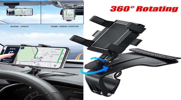 Supporto multifunzionale per telefono cellulare per auto Staffa GPS girevole a 360 gradi per cruscotto auto Visiera parasole Specchietto retrovisore Computer ZJ0723318148