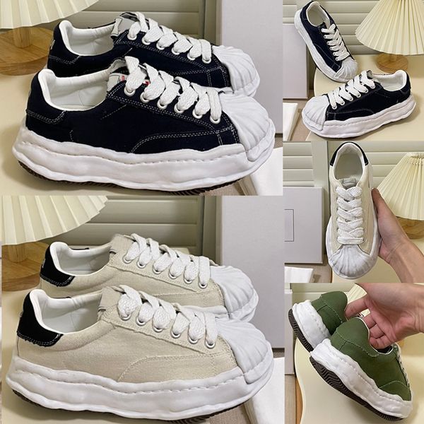 Mmy Maison Mihara Yasuhiro Schuhe Damen Trainer Designer Herren Sneaker Farbe Blockiertes Leinwand Oberlöste doppelte geschichtete kombinierte Gummi -Freizeitschuh