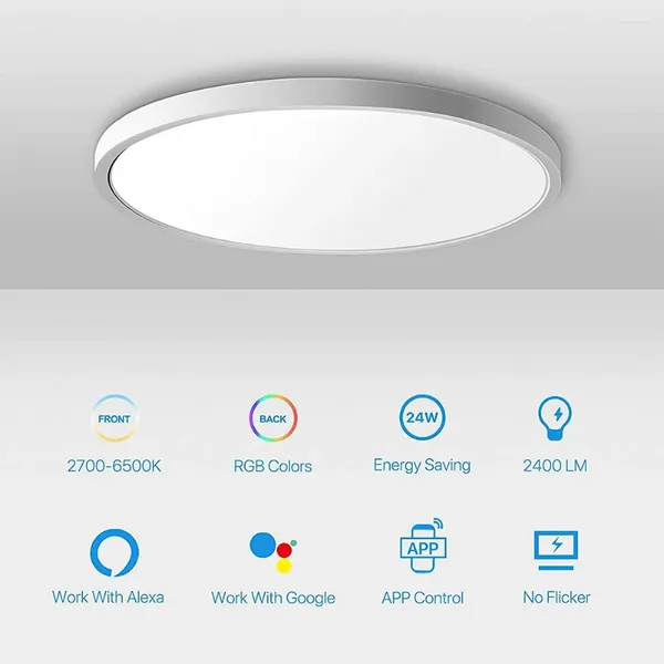 Luzes de teto LED Lâmpada Brilho Flushbonading Iluminação Interior Proteger Olhos Durável Regulável com Controle Remoto para Quarto Banheiro