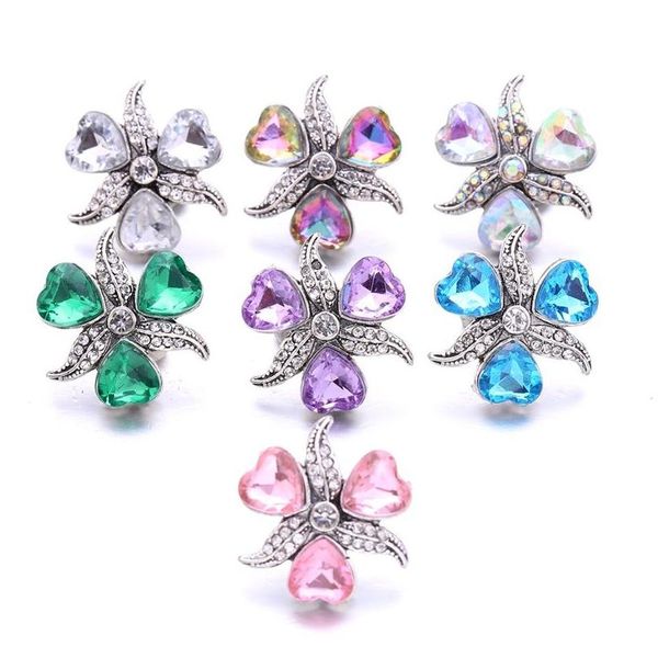 Charms all'ingrosso cuore di cristallo Sier colore bottone a pressione donna risultati dei gioielli strass 18 mm bottoni automatici in metallo braccialetto fai da te goccia Del Dh69U