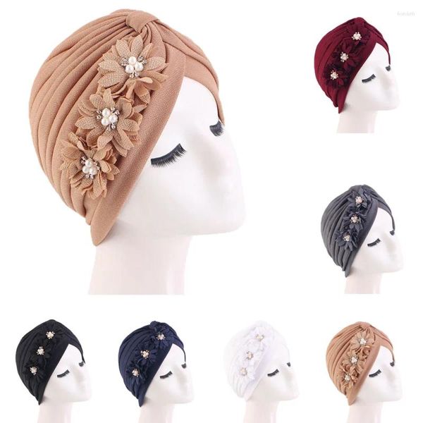Этническая одежда, женская мусульманская химиотерапевтическая шапка с цветком, хиджаб, тюрбан, эластичная повязка на голову, шарф, шляпа от выпадения волос, капот, тюрбанте с раком, шапочки, чехол