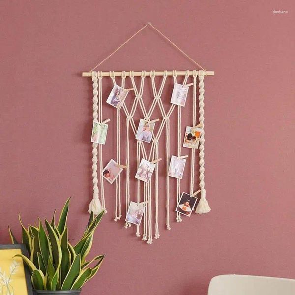 Arazzi appesi Po Display macramè immagini da parete supporto per cornice 10 clip Boho Home Office Decor Art Teen Girl Room