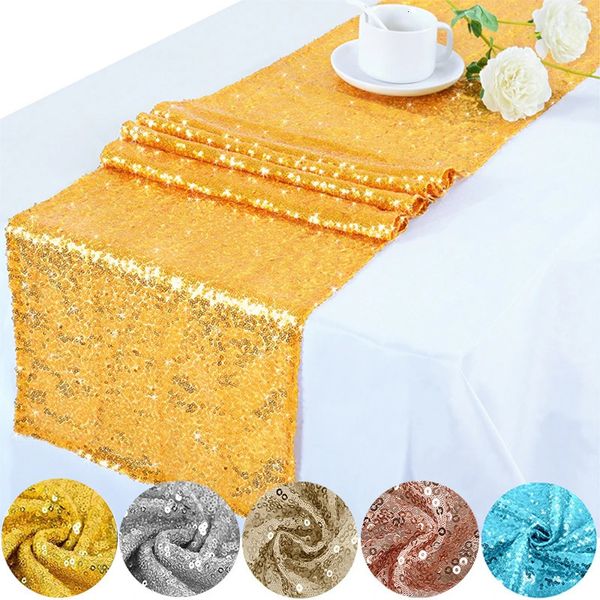 Corredores de mesa de lantejoulas brilhantes para decoração de casamento glitter natal aniversário chá de bebê decoração atacado 240325