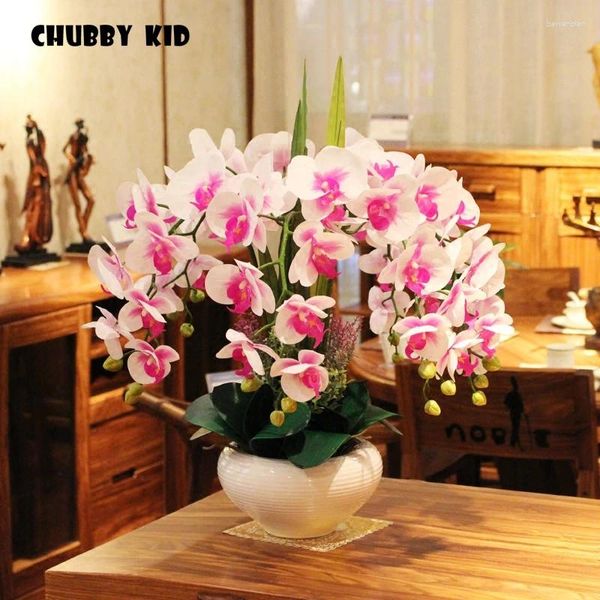 Flores decorativas alta simulação real toque látex traça orquídea ikebana hi-q artificial phalaenopsis arranjos/ternos artes