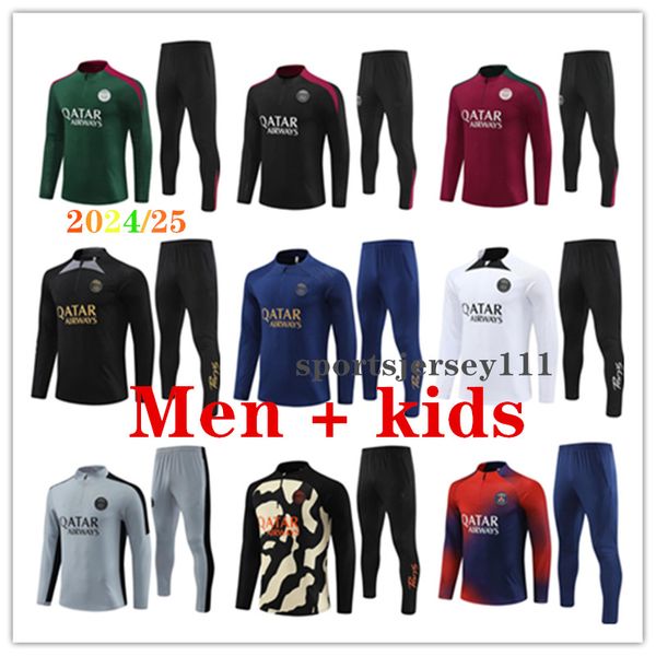 2024 2025 Paris tute da allenamento per bambini 22 23 24 psgES kit giacca da calcio mbappe maillot survêtement chandal pPSG abbigliamento sportivo set da jogging uomo e bambino