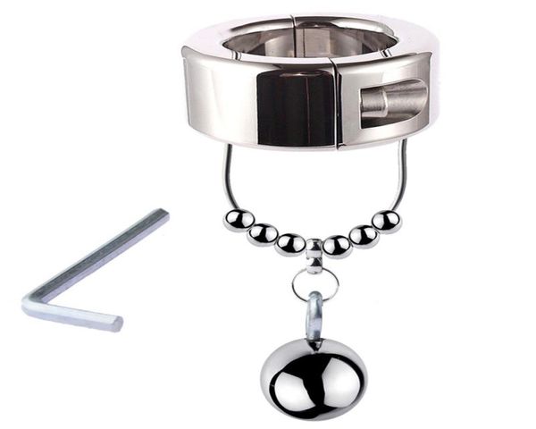 Men039s escroto bola maca cockrings pênis galo anel de metal resistente bloqueio testicular pingente peso para cbt masculino atraso 6967889