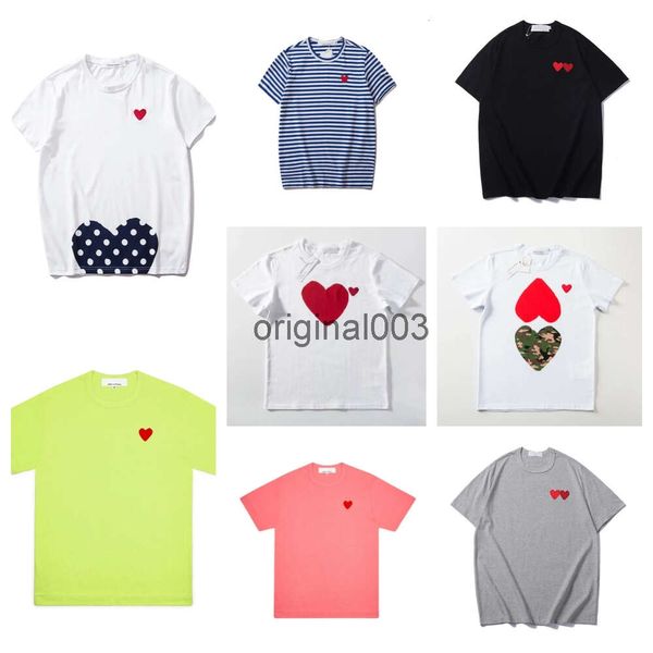 Jogar moda masculina camisetas designer vermelho commes coração camisa casual tshirt algodão bordado manga curta verão camiseta sj