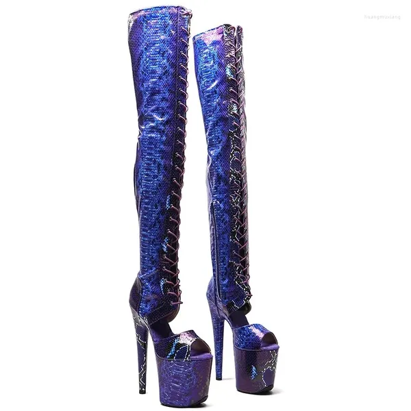 Tanzschuhe LAIJIANJINXIA 20 cm/8 Zoll PU-Obermaterial Damen Plattform Party High Heels Moderne Overknee-Stiefel Pole 750