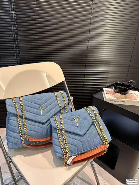 Designer Borse LOULOU Puffer Borsa a tracolla trapuntata a forma di Y Denim Pelle scamosciata Vera pelle Borse da donna Borse a catena Borse a catena Patta di alta qualità Busta nera Portafoglio Totes