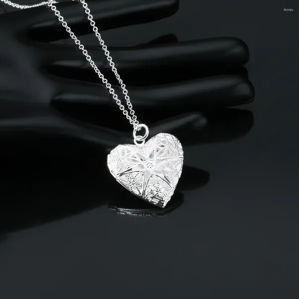 Catene coreane graziose collane con ciondolo a forma di cuore in argento sterling 925 con motivo romantico per gioielli da sposa per feste di moda da donna