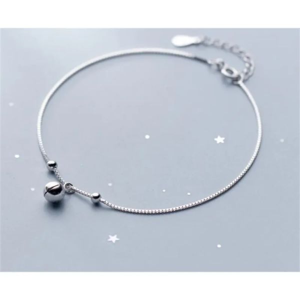 Le cavigliere sottili sottili autentiche reali.925 Bracciale per la caviglia Jinjle Bell Bracciale per la palla di Belt Sterling Silver Sterling per bambino GTLS818