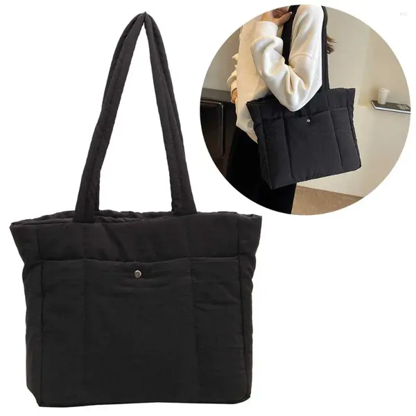 Cordão feminino bolsas para portátil cor sólida puffer bolsa de ombro grande capacidade única moda para festa viagem trabalho
