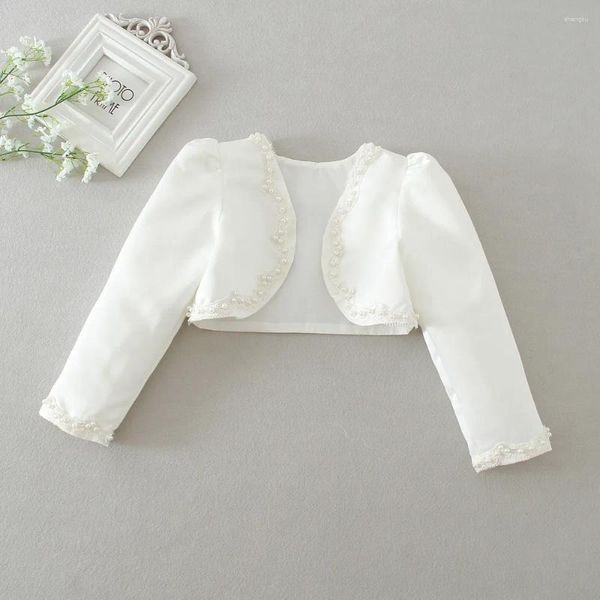 Jaquetas meninas vestido de casamento casaco adolescentes adolescente princesa xale branco 10 anos 12 roupas gota