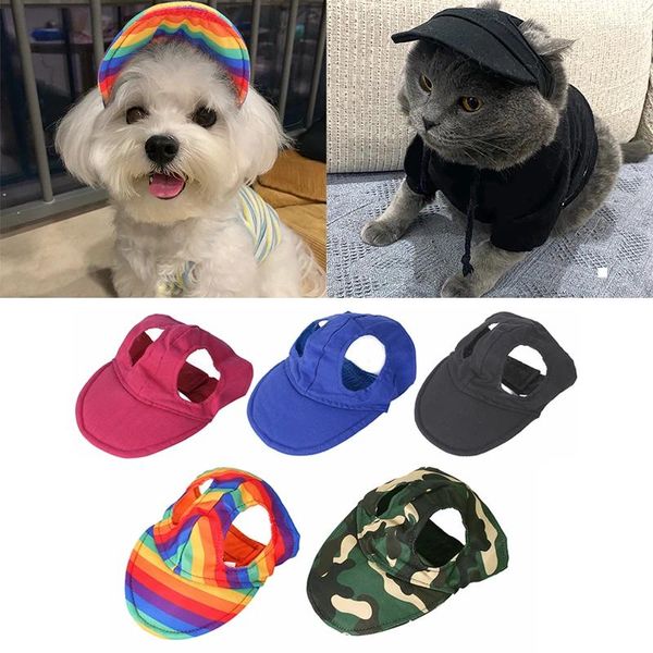 Abbigliamento per cani Cappello per animali domestici Cappellino da baseball Sport da esterno con buchi per le orecchie regolabili per i cani piccoli e medi gatti