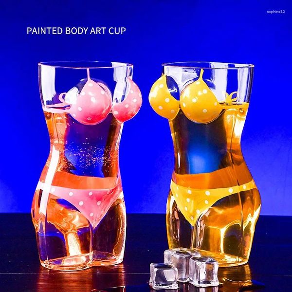 Bicchieri da vino in stile europeo creativo dipinto a mano in vetro per bere birra divertenti tazze da bar KTV per la casa