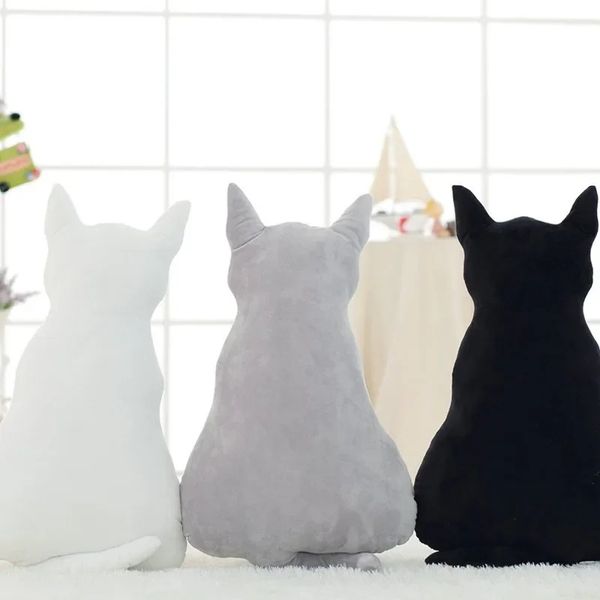 2024 1pcs silhueta gato de pelúcia animais almofadas brinquedos de boneca 30 cm travesseiro de gato macio de gato recém -nascido Doll Bedding Kids Toys Claro
