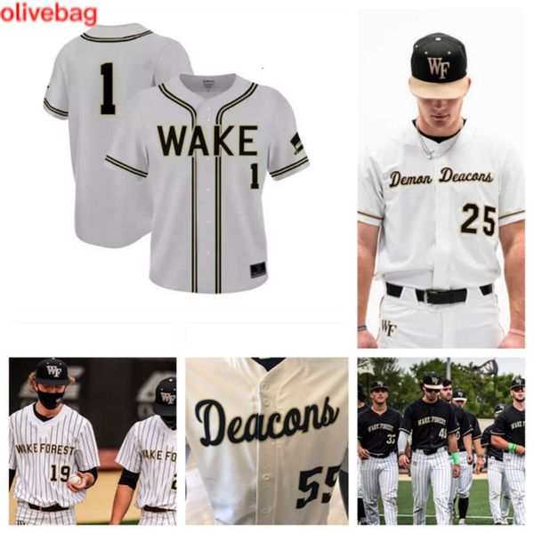 Wake Forest 24 Tommy Hawke 6 Justin Johnson 25 Brock Wilken 5 Pierce Bennett 7 Marek Houston camisa de beisebol 8 Nick Kurtz 0 Lucas Costello 3 Danny Corona costura personalizada