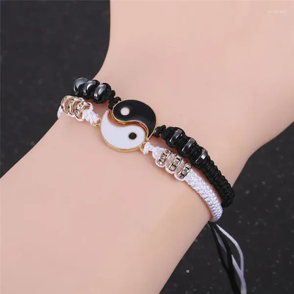 Charm-Armbänder, geflochtenes Tai-Chi-Armband, Freund für passendes Yin-Yang-Armband, verstellbar, gewebtes Kordel-Armband, Geschenke